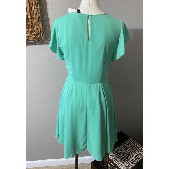 Banana Republic Dress Green 6 Small Short Sleeve A Line NWT Washable NEW - Picture 3 of 6